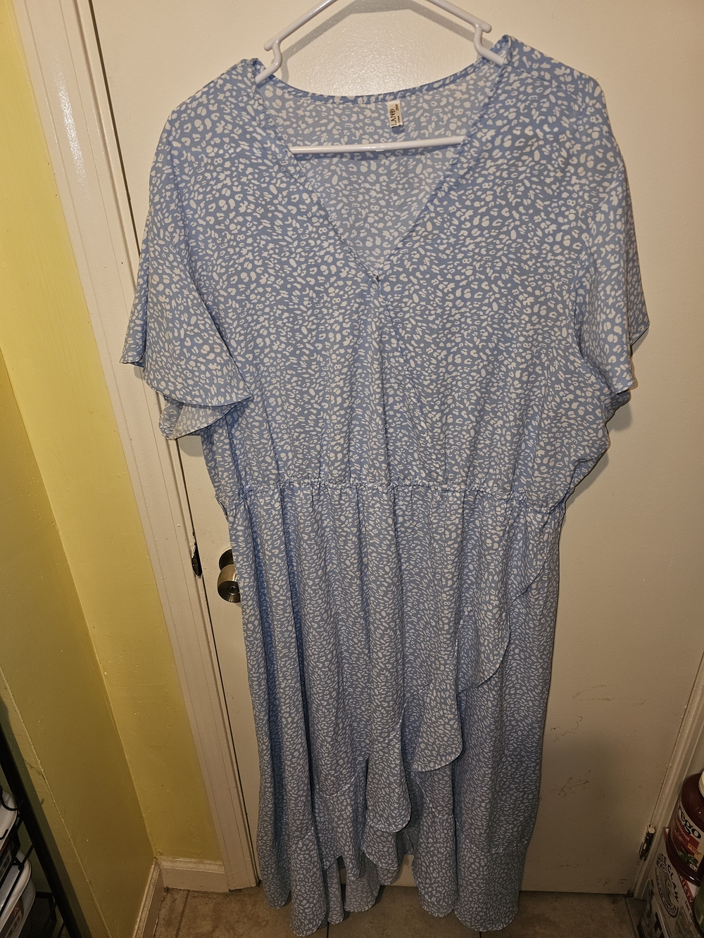 AND Light Blue Printed Midi Dress with V-Neck